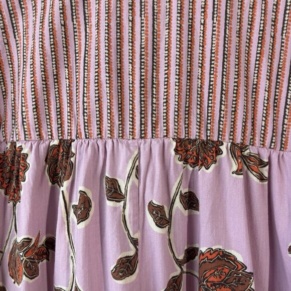 Knox Rose Dress Womens XXL Pink Floral Short Sleeve V Neck Puff Tasseled Boho - Picture 11 of 12